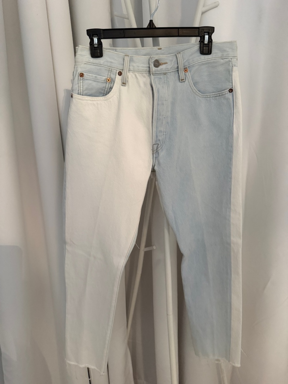 Levi's Two-Tone White and Light Blue Slim Straight Jeans